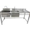 Chậu rửa công nghiệp 2 hố có lỗ xả rác